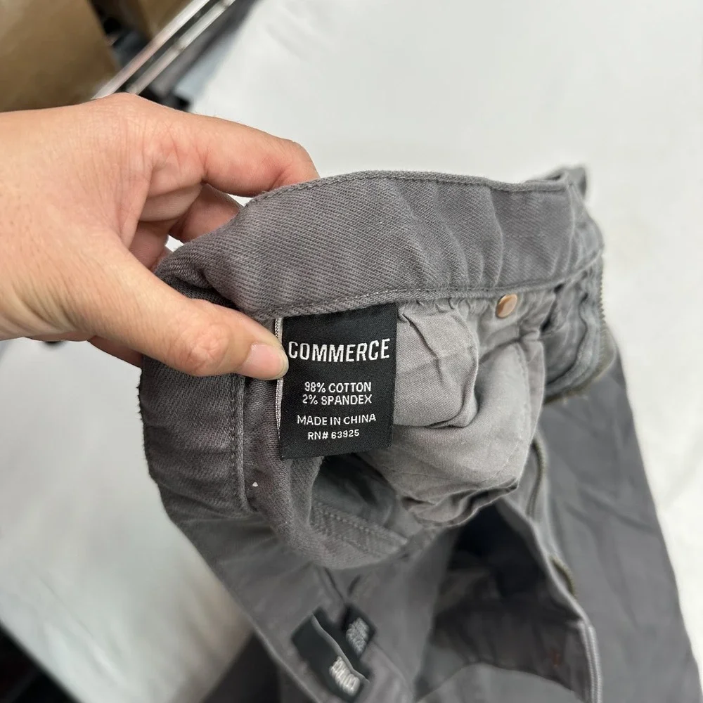 Commerce Men's Gray Straight Leg Chino Pants Jeans Work Casual Sz 32x32 fit32x31